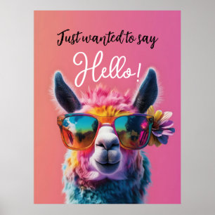 Hallo Ik wilde alleen maar zeggen:? kleurrijk Llam Poster