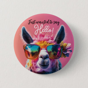 Hallo Ik wilde alleen maar zeggen:? kleurrijk Llam Ronde Button 5,7 Cm