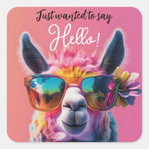 Hallo Ik wilde alleen maar zeggen:? kleurrijk Llam Vierkante Sticker