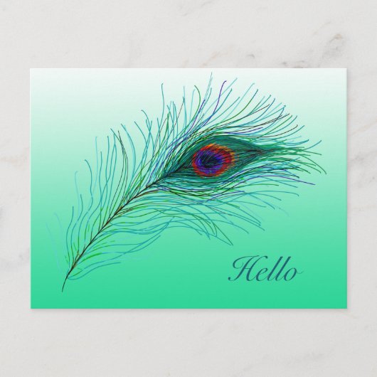 hallo, in aanraking blijven met Peacock Feathers Briefkaart (Voorkant)
