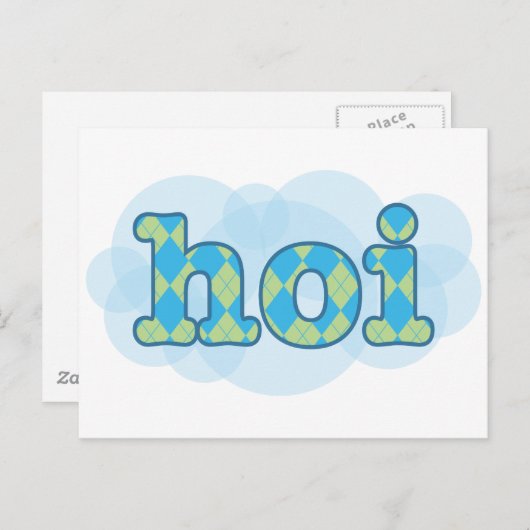 hallo in de nederlandse hoi met argyle - patroon briefkaart (Voorkant / Achterkant)