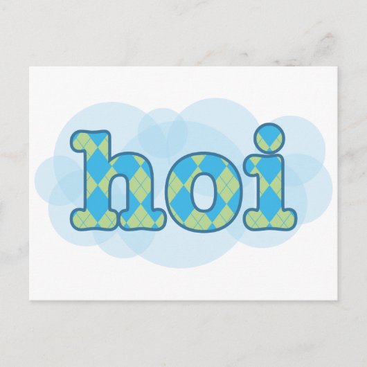 hallo in de nederlandse hoi met argyle - patroon briefkaart (Voorkant)