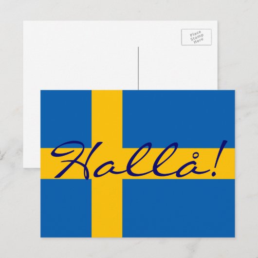 hallo in de Zweedse Hallå! Zweeds Briefkaart (Voorkant / Achterkant)