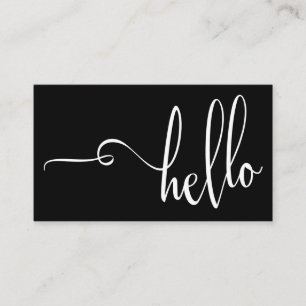 Hallo in Elaboration Schrift Minimal Wit op Zwart Visitekaartje