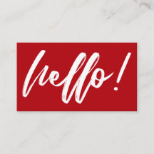 Hallo in handgeschreven script minimaal wit op roo