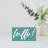 Hallo in handgeschreven script minimaal wit op tur visitekaartje (Staand voorkant)