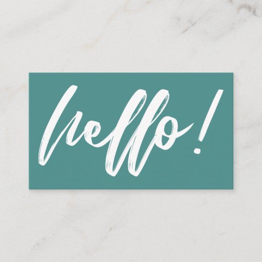 Hallo in handgeschreven script minimaal wit op tur visitekaartje (Voorkant)
