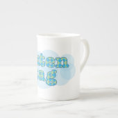 hallo in het duits guten label met argyle - patroo porselein kop (Voorkant rechts)