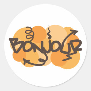 hallo in het Frans Bonjour graffiti Ronde Sticker
