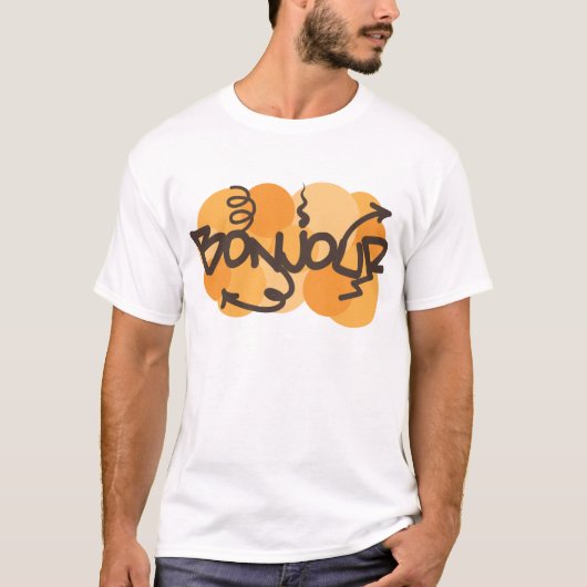 hallo in het Frans Bonjour graffiti T-shirt (Voorkant)