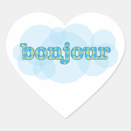 Hallo in het Frans bonjour met argyle patroon Hart Sticker