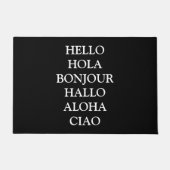 hallo in veel talen aangepaste tekst elegant zwart deurmat (Voorkant)