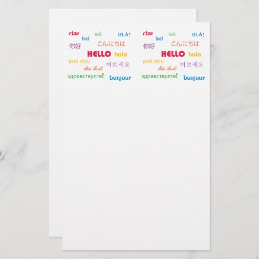 Hallo in vele talen briefpapier (Voorkant / Achterkant)
