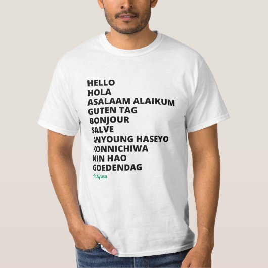 Hallo in verschillende talen Ayusa Mannen T-shirt (Voorkant)