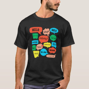 Hallo in verschillende talen meertalige leraar t-shirt