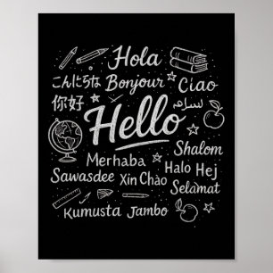 Hallo in verschillende talen Reizen Vakantie Esl T Poster