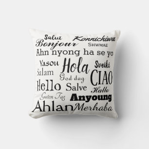 Hallo in verschillende talen Word Art Sierkussen