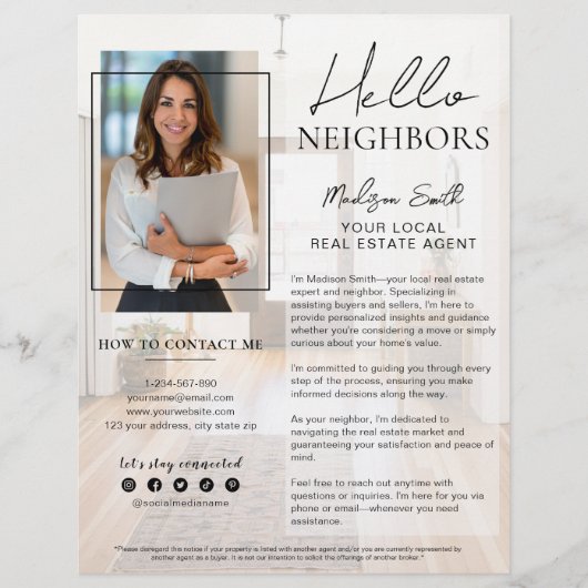 Hallo Inleiding van buurmakelaar Flyer (Voorkant)