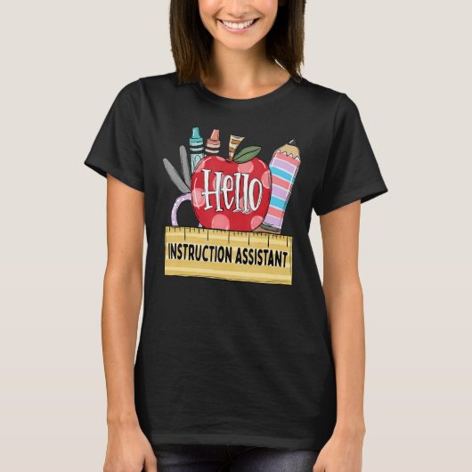 Hallo Instructieassistent Apple Teacher T-shirt (Voorkant)