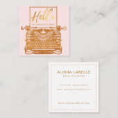 Hallo Introductie  Antiek gouden typemachine Vierkante Visitekaartje (Voorkant / Achterkant)