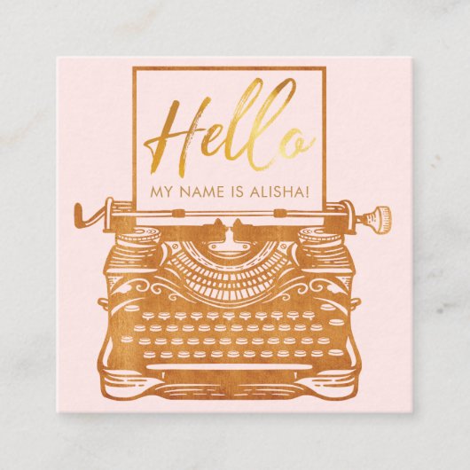 Hallo Introductie  Antiek gouden typemachine Vierkante Visitekaartje (Voorkant)