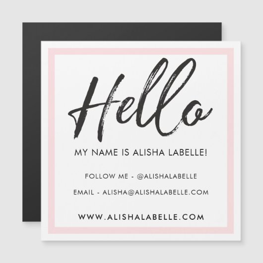 Hallo Introductie Brush Script & Roze Lijst (Voorkant / Achterkant)