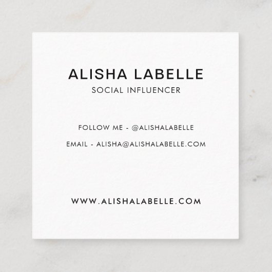 Hallo Introductie Brush Script & Roze Lijst Vierkante Visitekaartje (Achterkant)