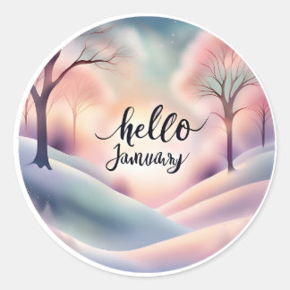 hallo januari ronde sticker