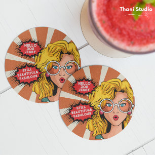 Hallo jaren '30 Vrouw Retro jaren '90 Leuke Verja Zandsteen Onderzetter