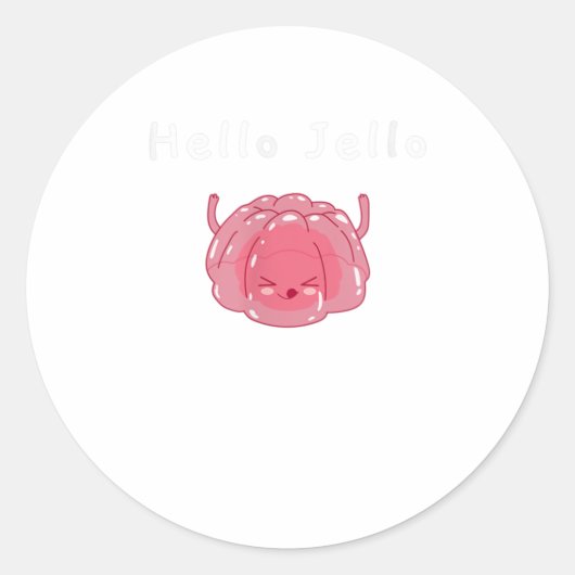 hallo Jello Cute Gelatin Pun TShirt Ronde Sticker (Voorkant)