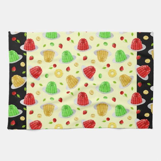 hallo Jello Dishtowel - op Geel Theedoek (Horizontaal)