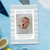 Hallo jongen. Blauwe nautische geschilderde streep Aankondiging