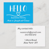 Hallo Jongen Mama Contact Kaart Mama Bellen Kaart (Voorkant / Achterkant)