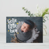 hallo jongetje Gold Heart Foto Collage Birth Aankondiging (Staand voorkant)