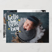 hallo jongetje Gold Heart Foto Collage Birth Aankondiging (Voorkant / Achterkant)