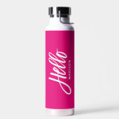 Hallo Jouw naam Heet roze Waterfles (Links)