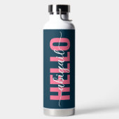 Hallo Jouw naam Roze Blauwe Kalligrafie Waterfles (Links)