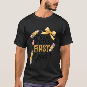 Hallo juf eerste klas Coquette potlood boog achter T-shirt