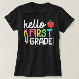 Hallo juf eerste klas Coquette potlood boog T-shirt