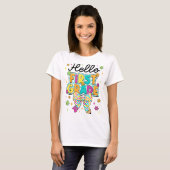 Hallo juf eerste klas Coquette potlood boog T-shirt (Voorkant volledig)