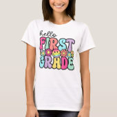 Hallo juf eerste klas Coquette potlood boog T-shirt (Voorkant)