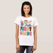 Hallo juf eerste klas Coquette potlood boog T-shirt (Voorkant volledig)