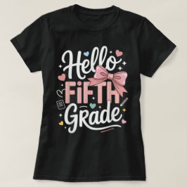 Hallo juf eerste klas Coquette potlood boog T-shirt