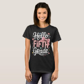 Hallo juf eerste klas Coquette potlood boog T-shirt (Voorkant volledig)