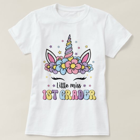 Hallo juf eerste klas Coquette potlood strik T-shirt (Design voorkant)
