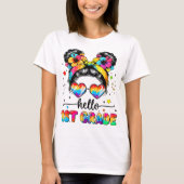 Hallo juf eerste klas Coquette potlood strik T-shirt (Voorkant)