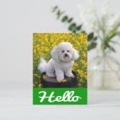 Hallo Kaart Bichon Frise Puppy Dog (Staand voorkant)