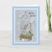 hallo kaart met Cheerful Birdcage (Voorkant)