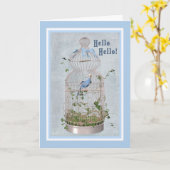hallo kaart met Cheerful Birdcage (Gele Bloem)
