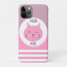Hallo Kat iPhone 11 Pro Hoesje Wit & Roze Kleur